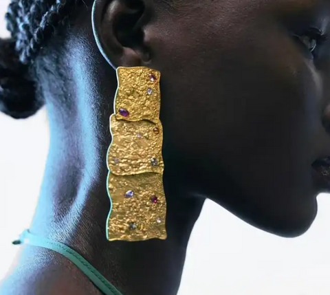 Bold Lady Statement Earrings - Gold