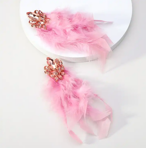 Fly Away Statement Earrings - Pink