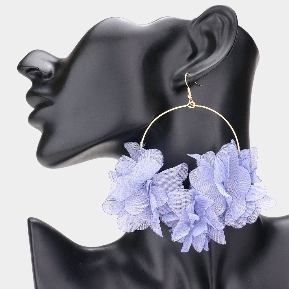 Floral Party Hoops Earrings - Light Blue
