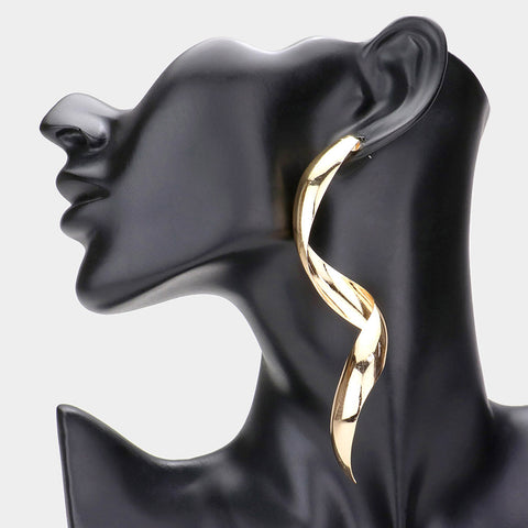 Wavy Drop Earrings (Oversized) - Gold
