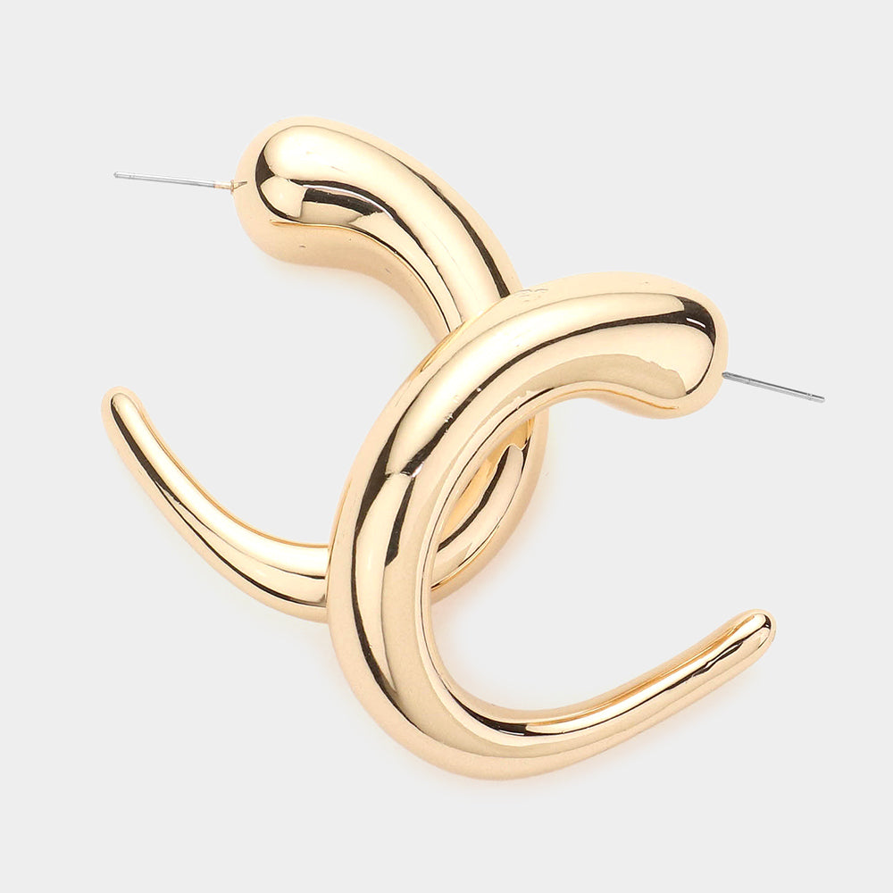 Miss Abstract Hoop Earrings - Gold