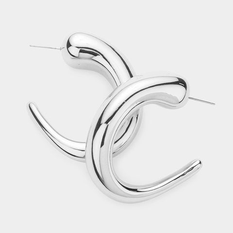 Miss Abstract Hoops Earrings - Silver