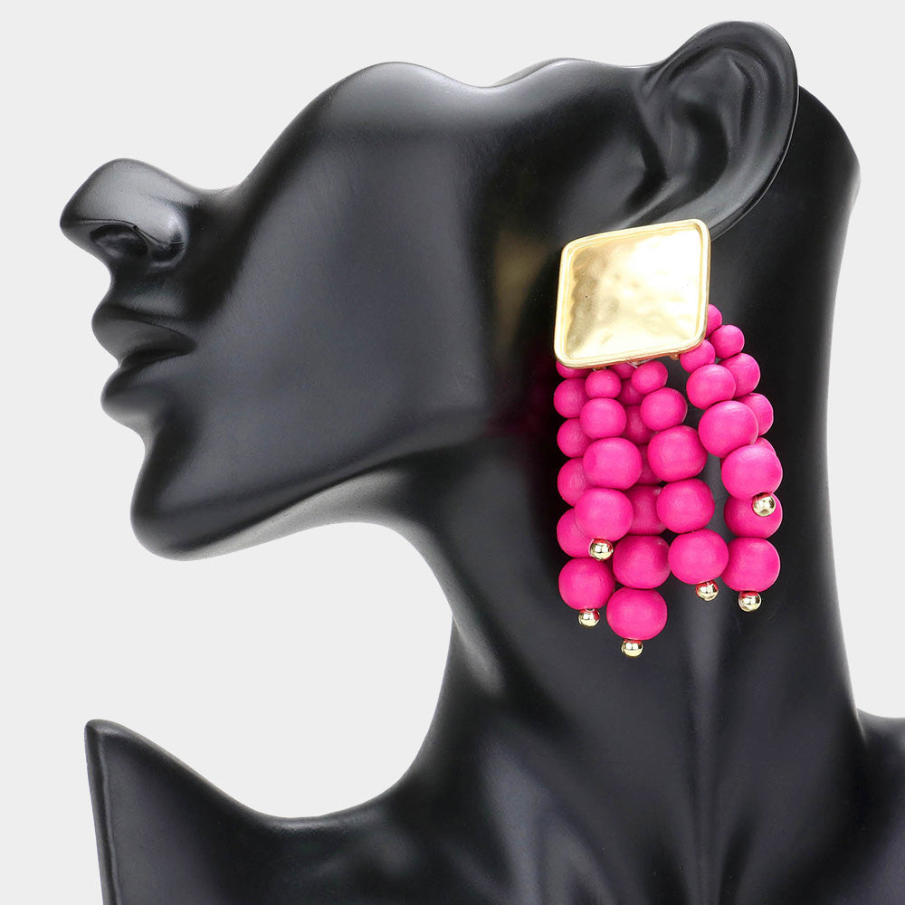 Anastasi Wood Earrings - Pink