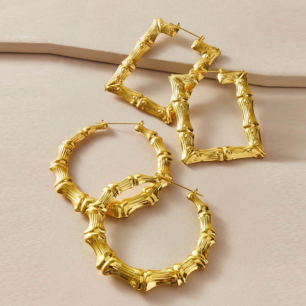 Oversized Classic Bamboo hoops Earrings