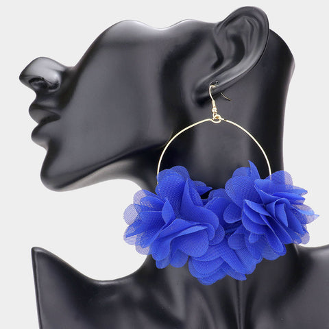 Floral Party Hoops Earrings - Blue