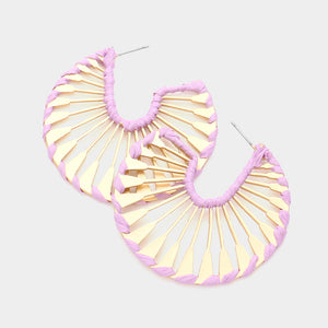 Abstract Raffia Hoops Earrings - Lavender