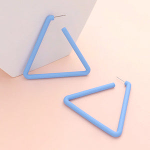Love Triangle Hoop Earrings - Blue