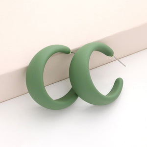 Colored Hoops Earrings - Green