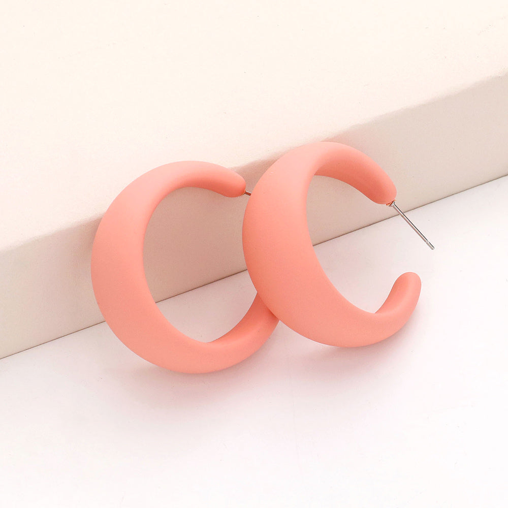 Colored Hoops Earrings - Pink