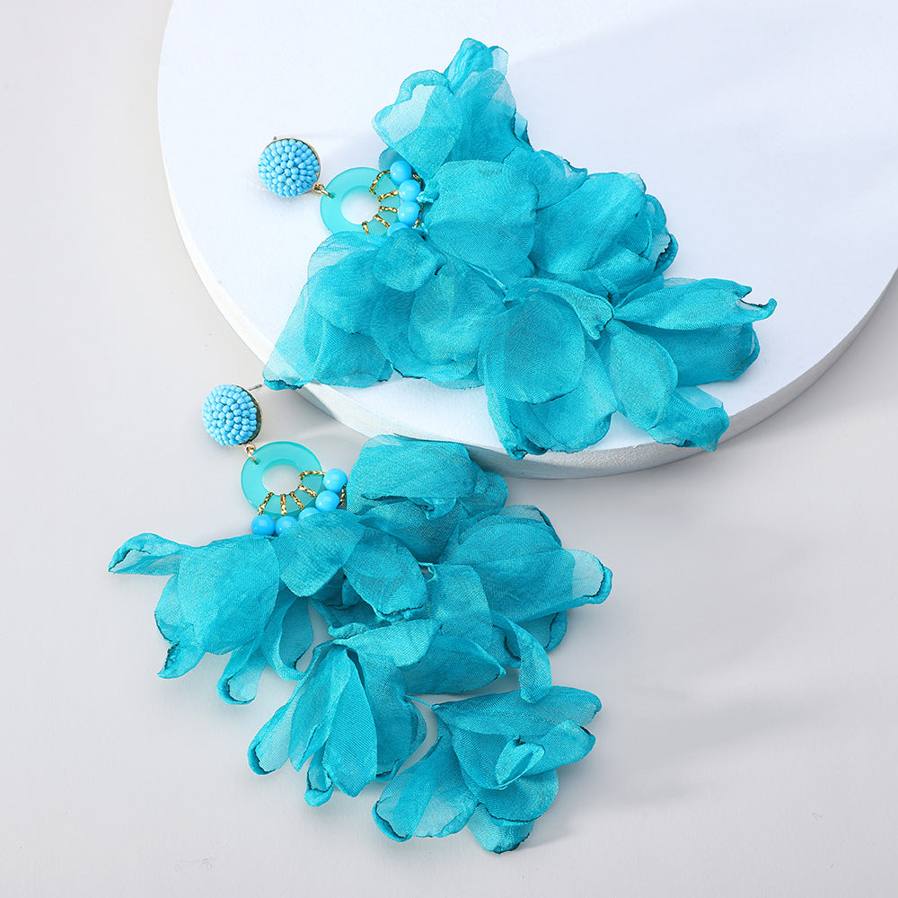 Iris Florarl Earrings - Blue