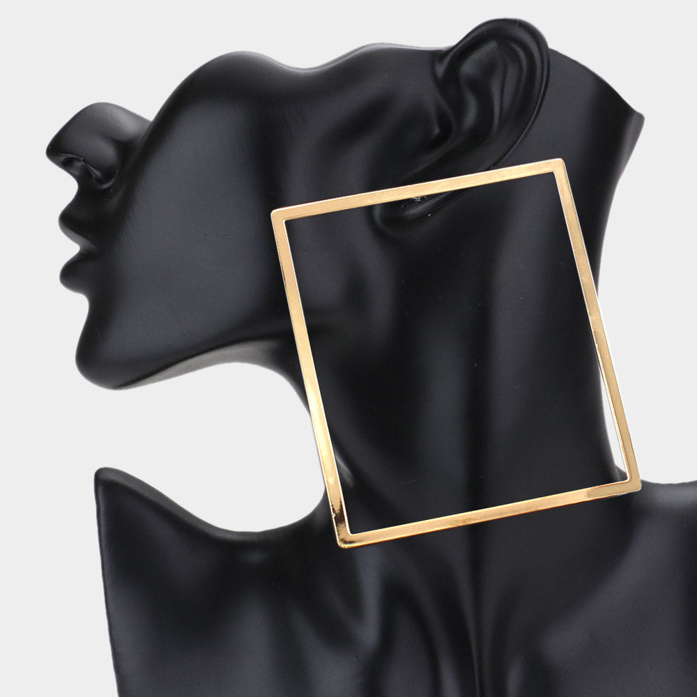 The Box Statement Earrings  - Gold
