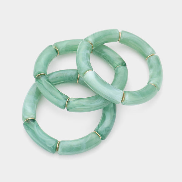 Resin Stretch Bracelets (3PCS) - Mint