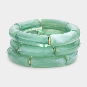 Resin Stretch Bracelets (3PCS) - Mint