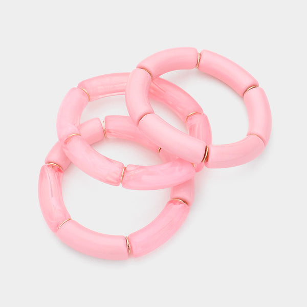 Resin Stretch Bracelets (3PCS) - Pink