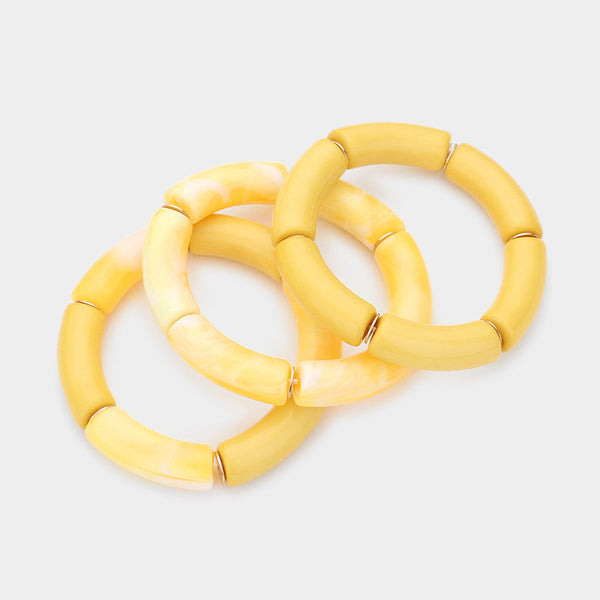Resin Stretch Bracelets (3PCS) - Yellow