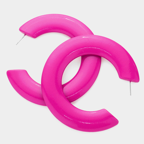 Bubble Gum Hoops Earrings - Magenta