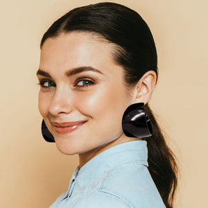 Curvy Hoops Earrings - Black