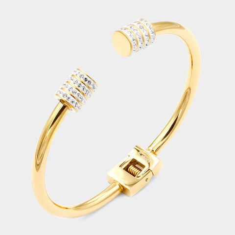 Open Rhinestone Cuff - Non tarnish