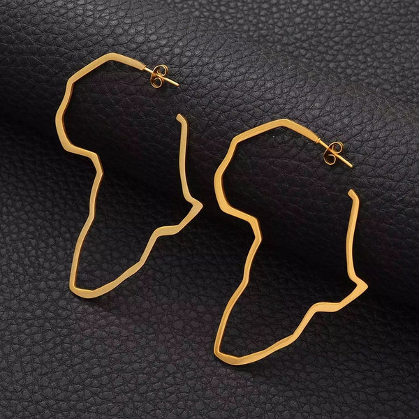 Africa Map Earrings - Large