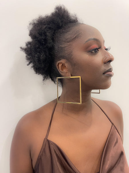 The Box Statement Earrings  - Gold