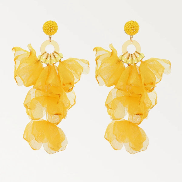 Iris Floral Earrings - Yellow